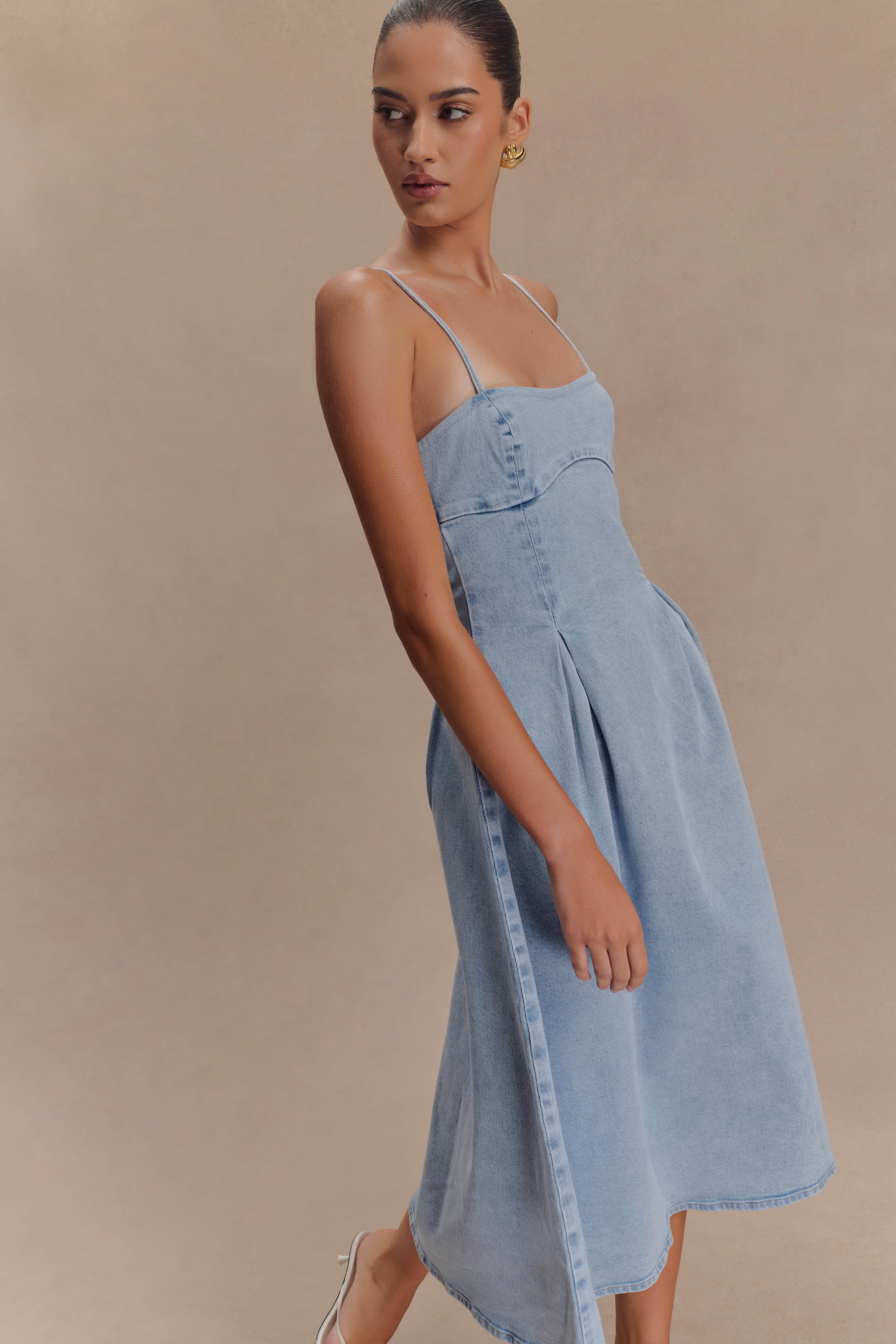 Harlyn Denim Midi Dress - Light Blue