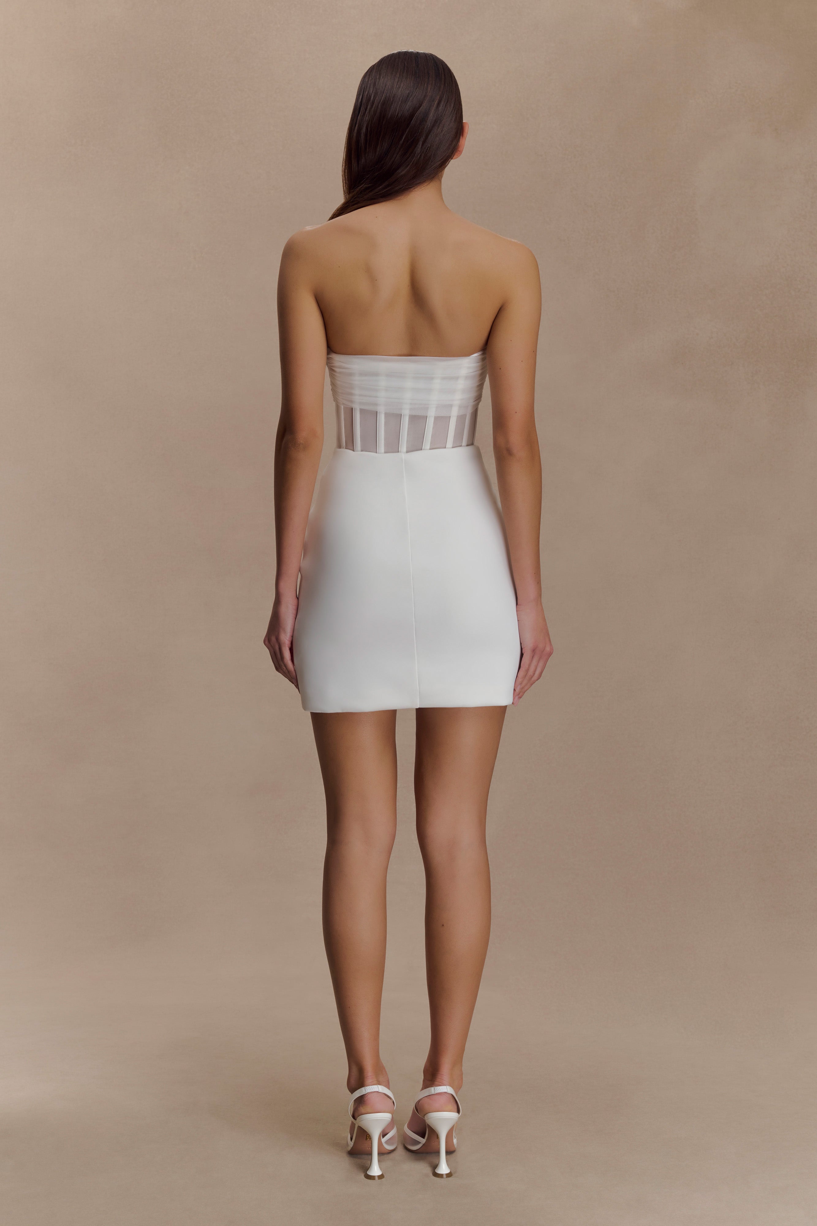 Palmer Mesh Corset Mini Dress - Ivory