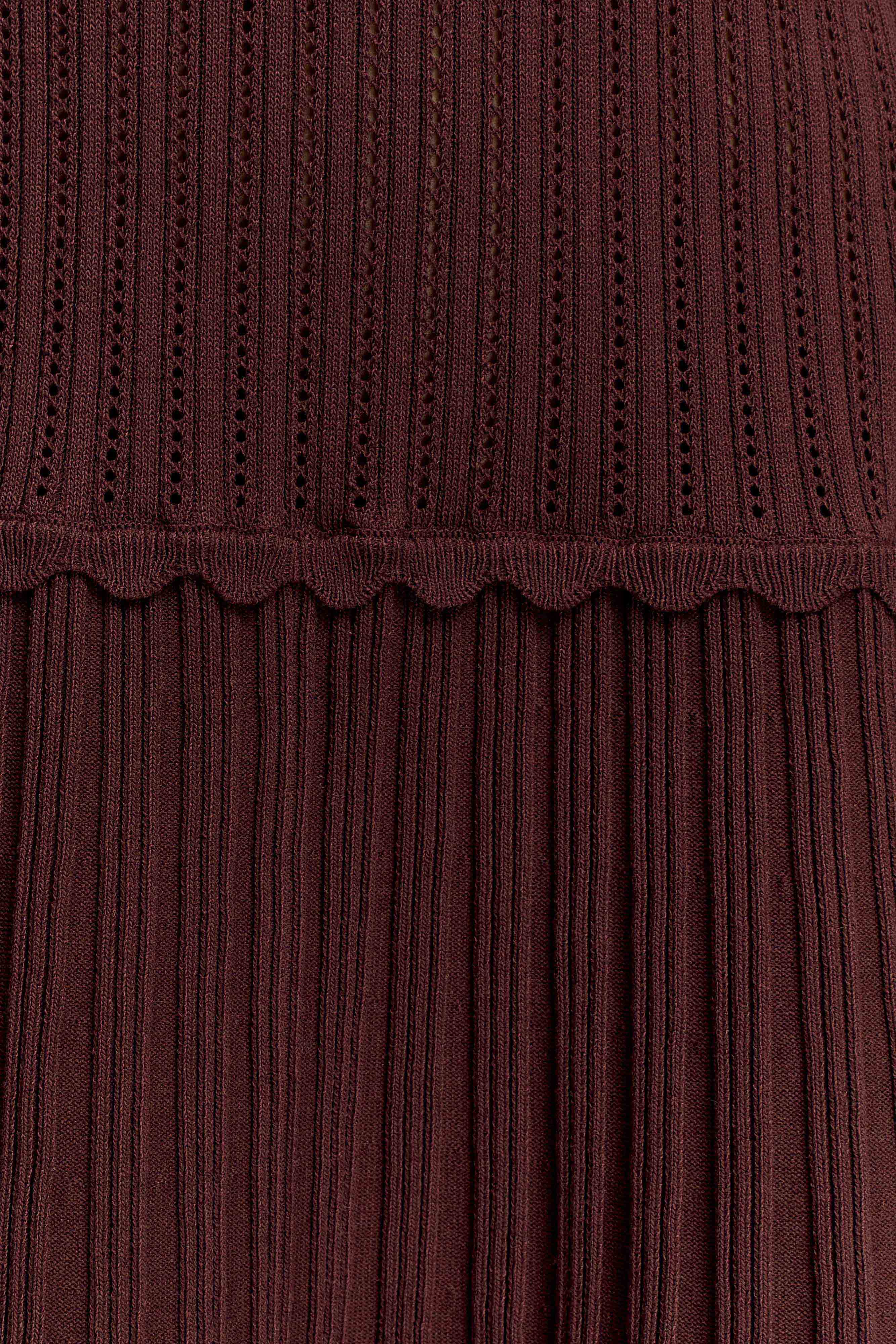 Adena Pointelle Knit Mini Dress - Chocolate