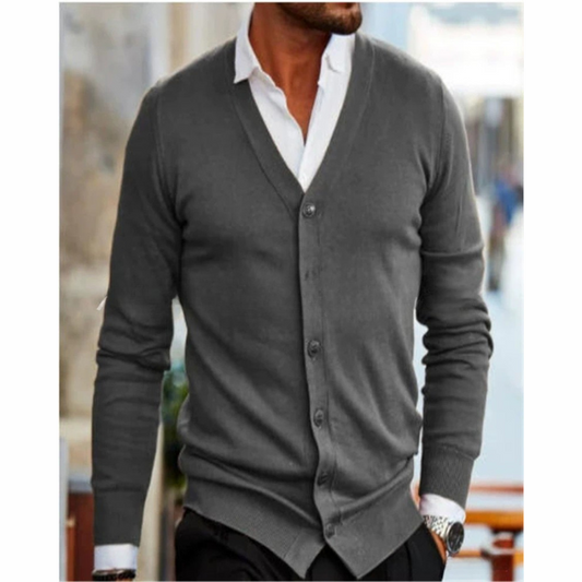Men’s Cardigan - V-Neck Button Down - Soft Knit - Ribbed Cuffs - Modern Fit