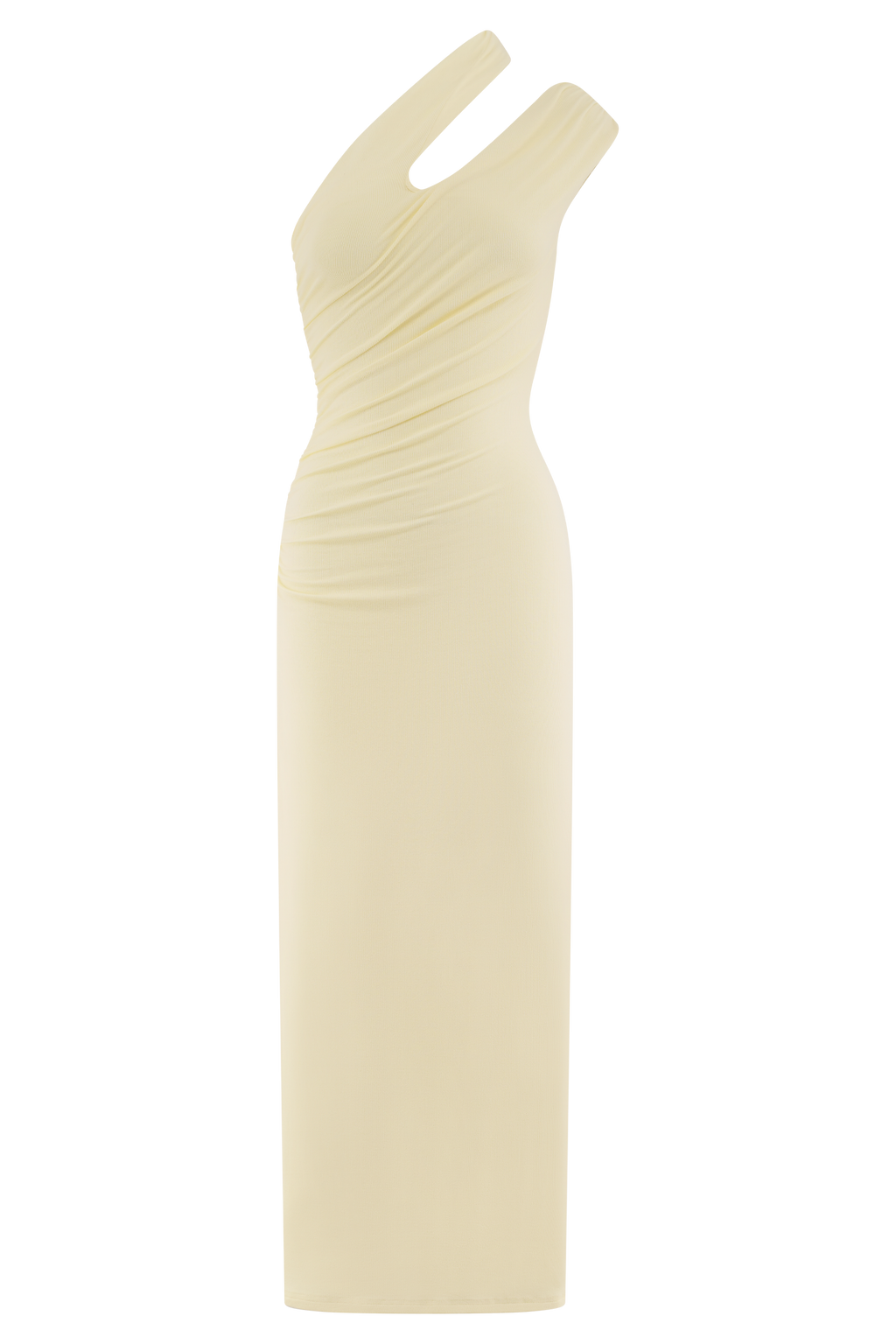 Anastasia One Shoulder Modal Midi Dress - Pale Lemon