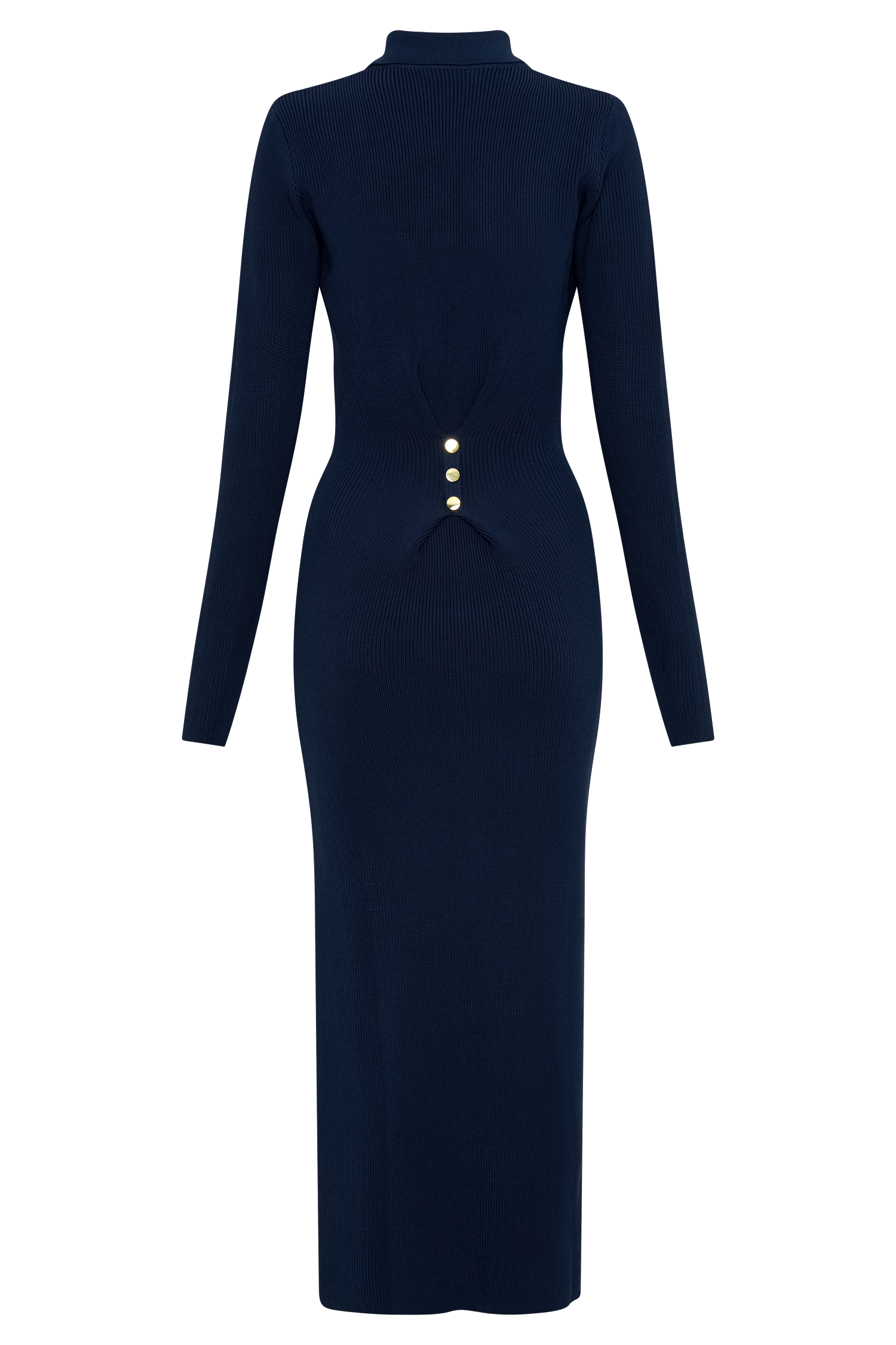 Abbey Buttoned Knit Midi Dress - Navy