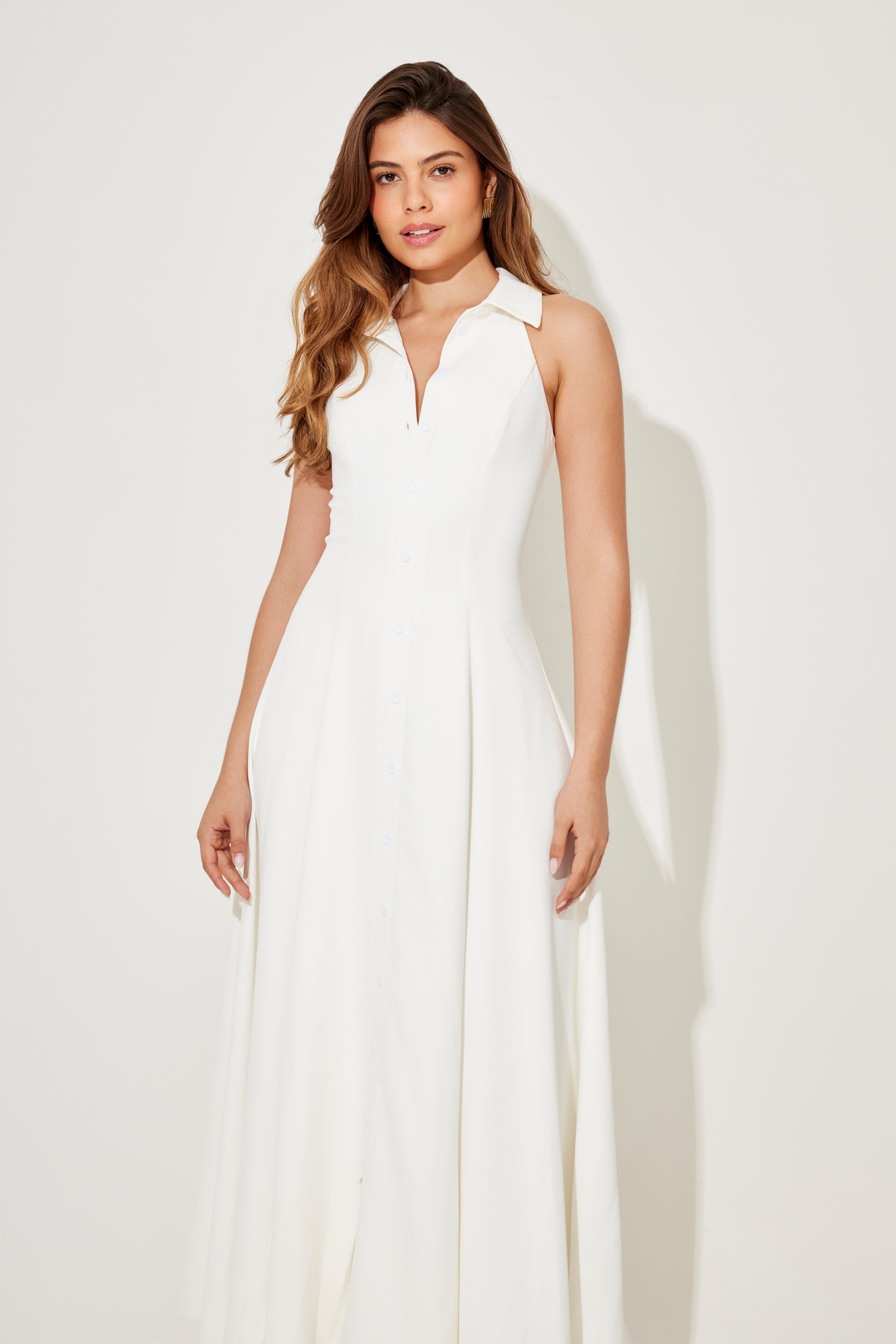 Flowy Collar Maxi Dress