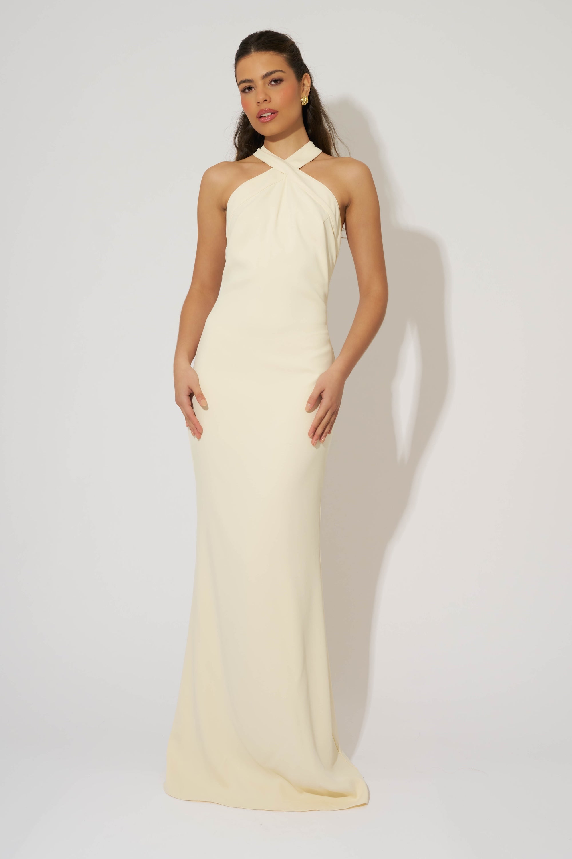 Cross Halter Neck Maxi Dress