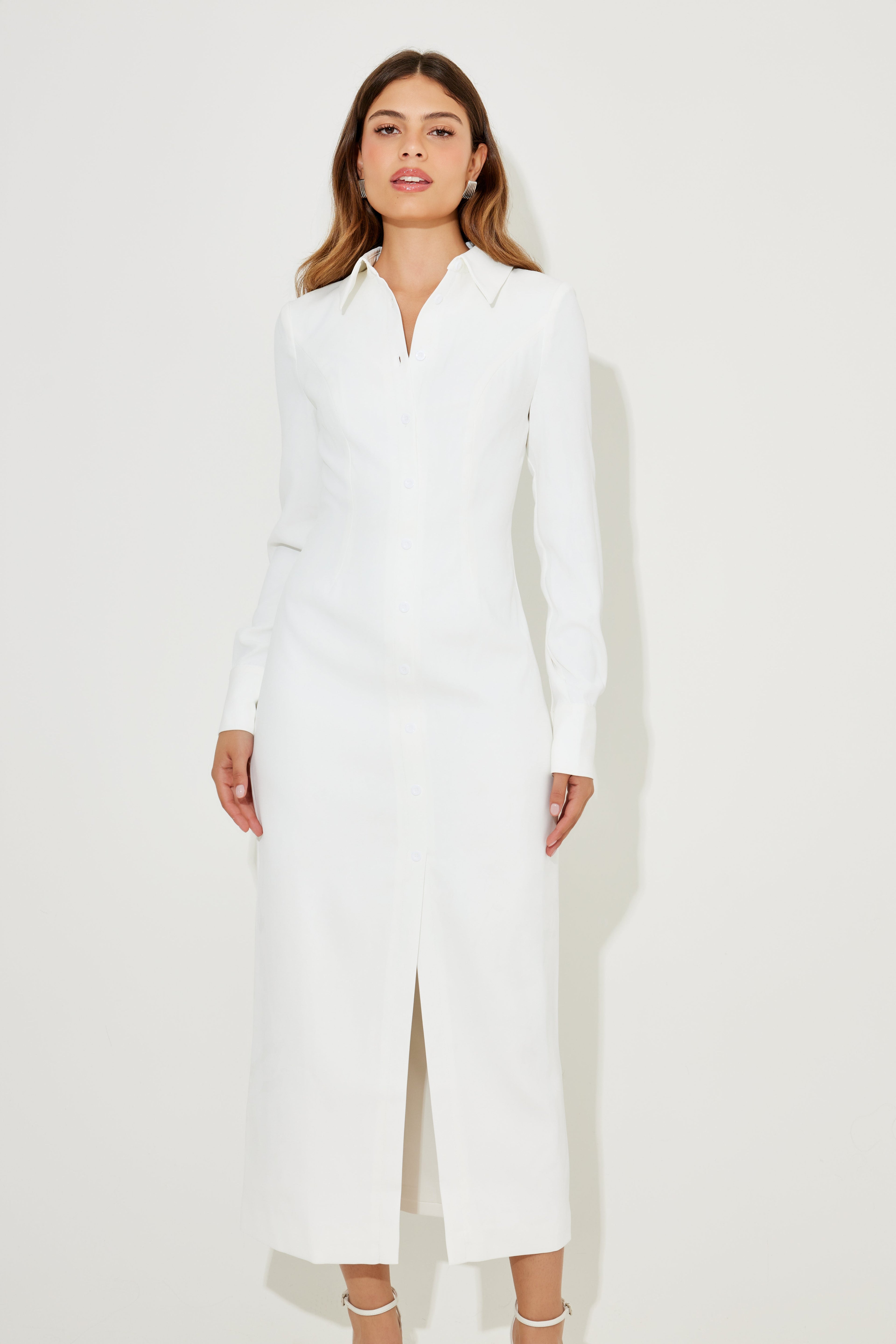 Long Sleeve Collar Maxi Dress