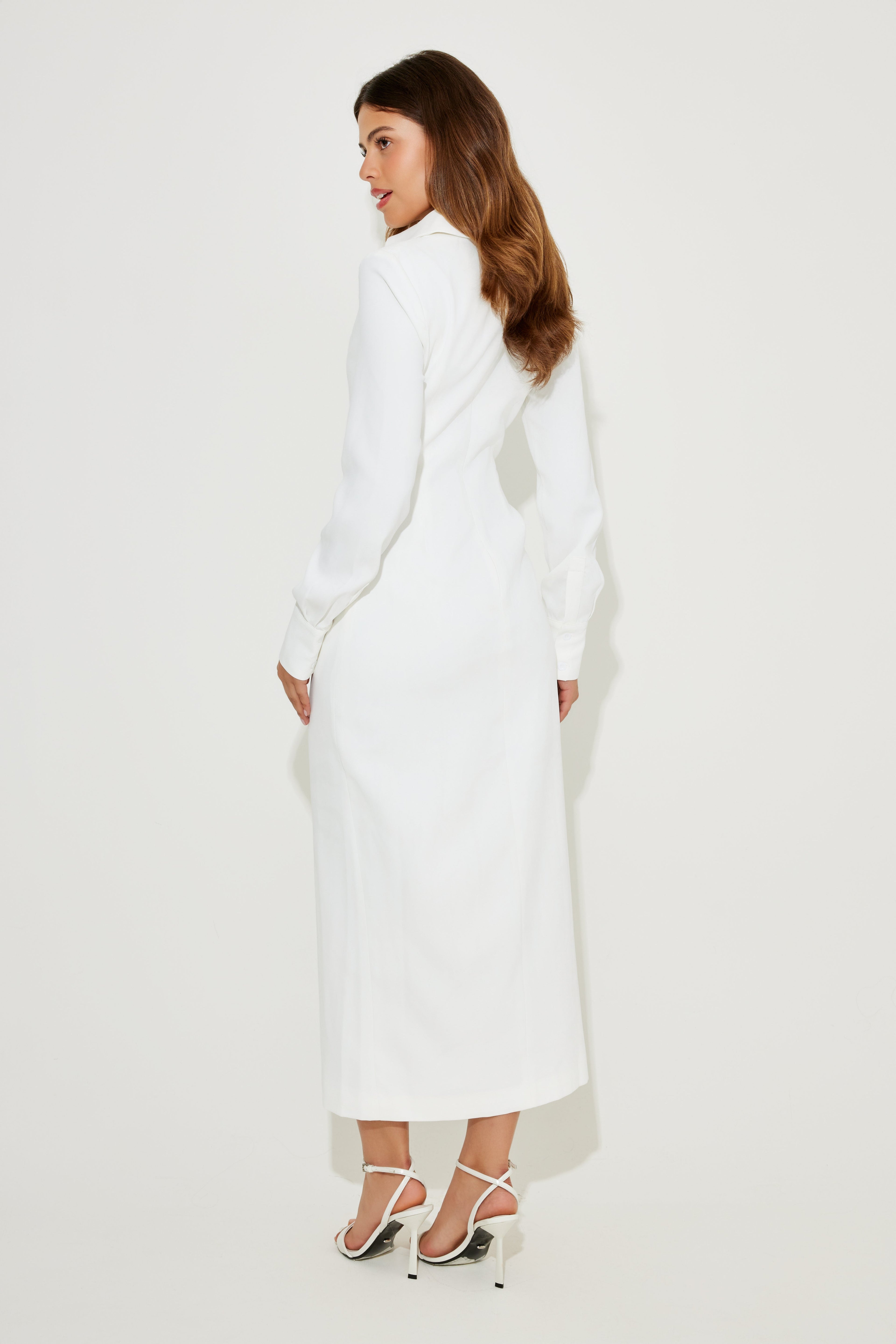 Long Sleeve Collar Maxi Dress