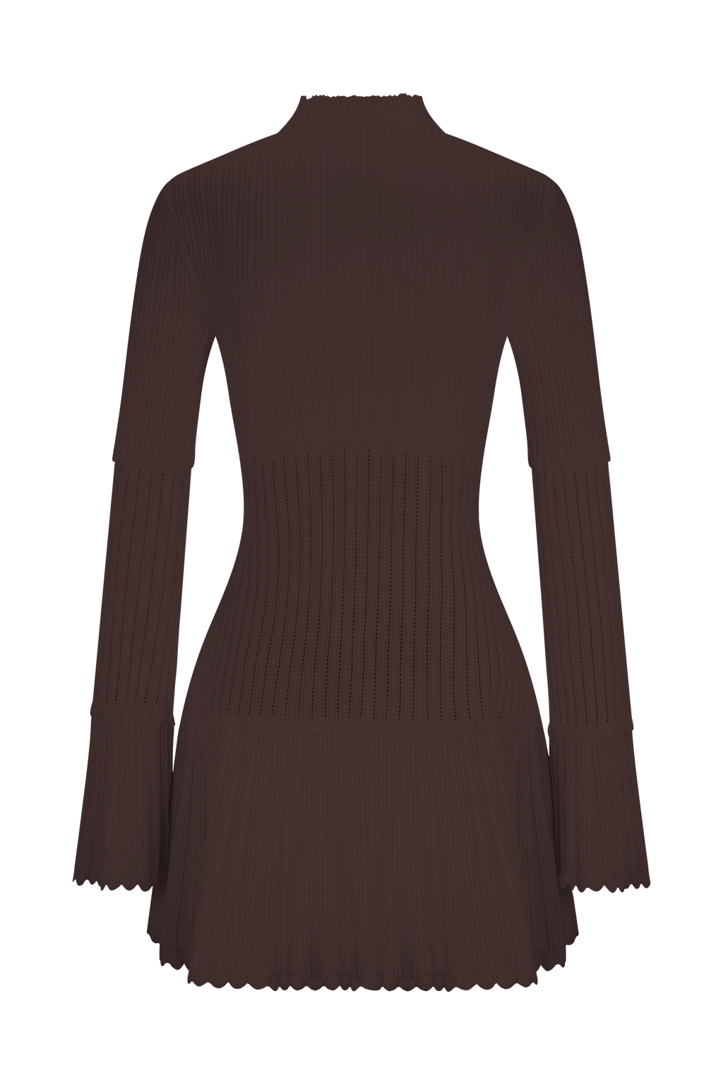 Adena Pointelle Knit Mini Dress - Chocolate