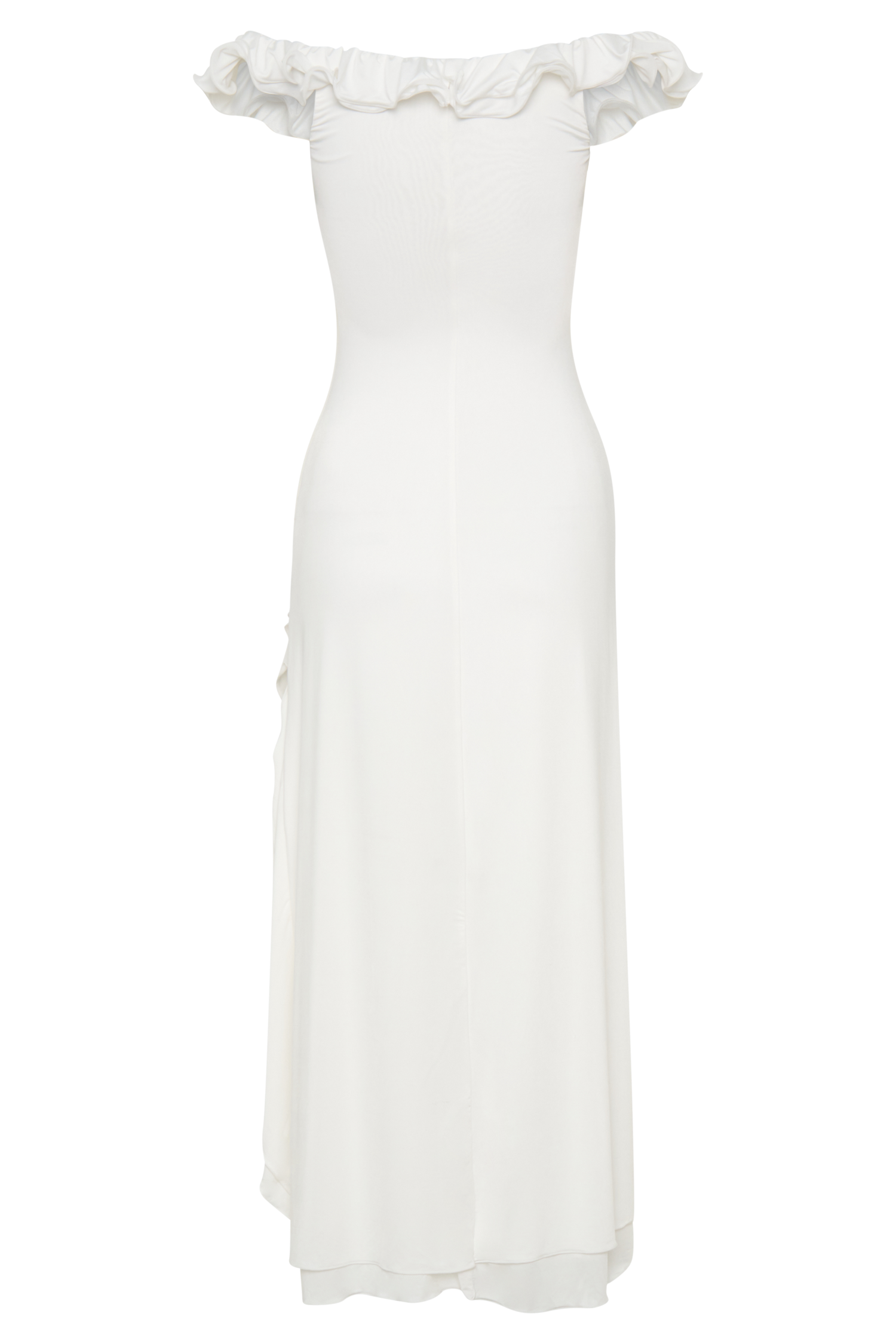 Allegra Off Shoulder Ruffle Midi Dress - Ivory
