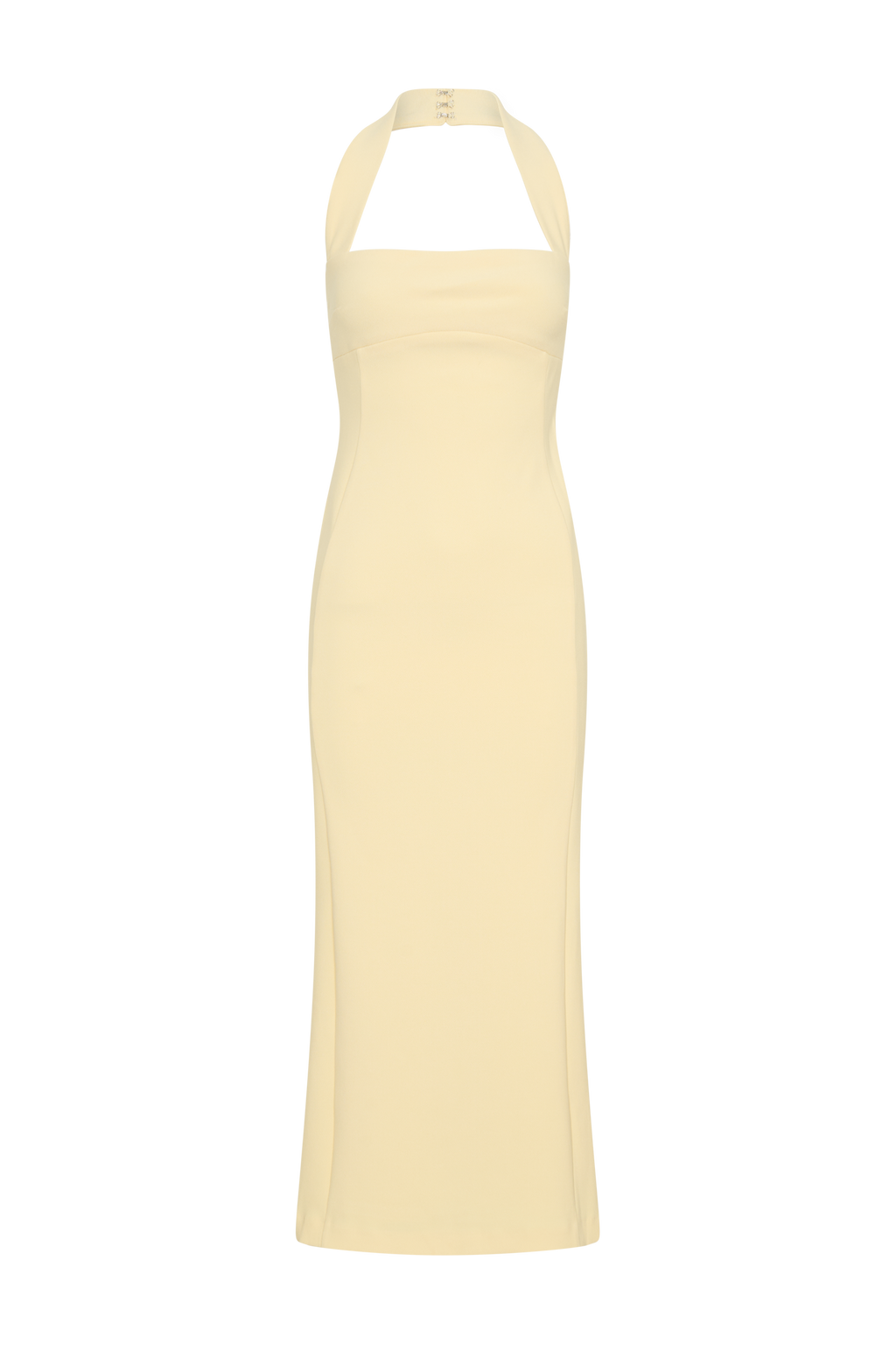 Amelita Suiting Halter Midi Dress - Pale Lemon