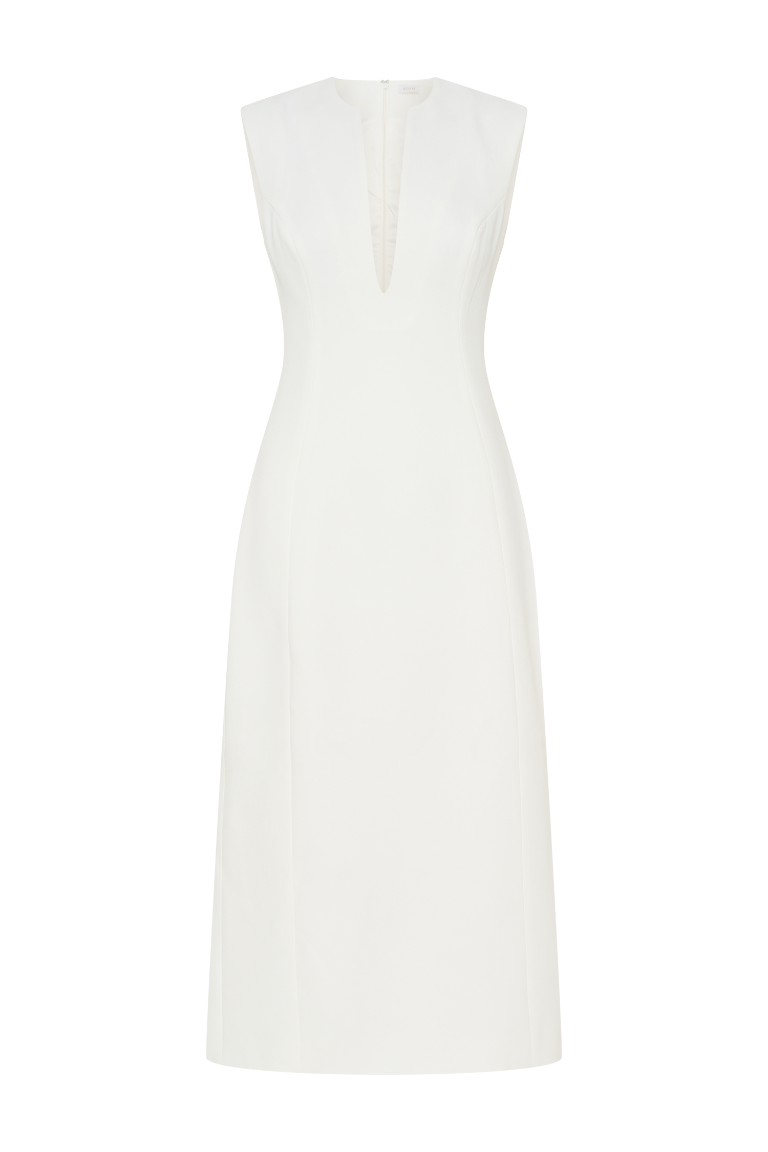 Audrine Suiting Sleeveless Midi Dress - Ivory