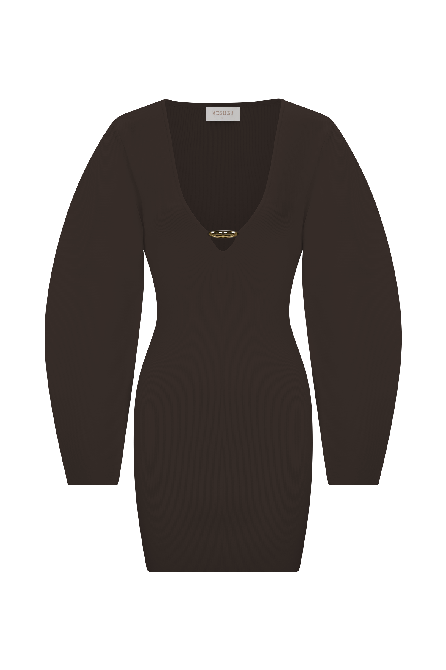 Billy Balloon Sleeve Knit Mini Dress - Dark Chocolate