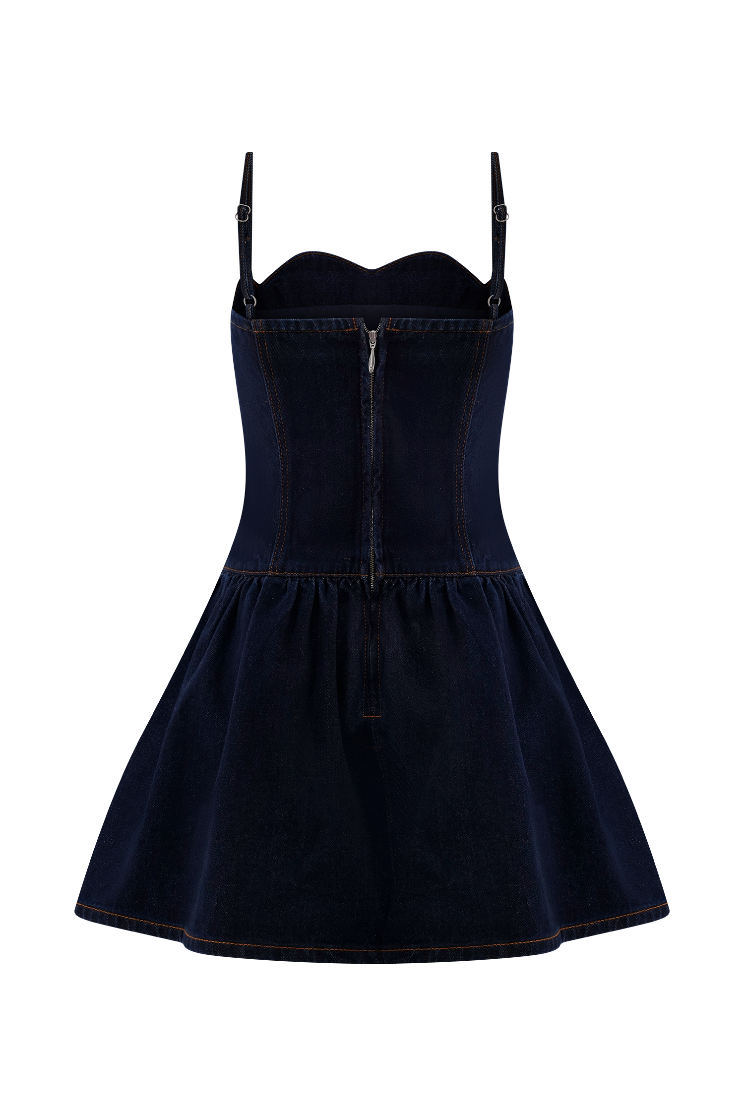 Cheyenne Scallop Denim Mini Dress - Indigo Blue