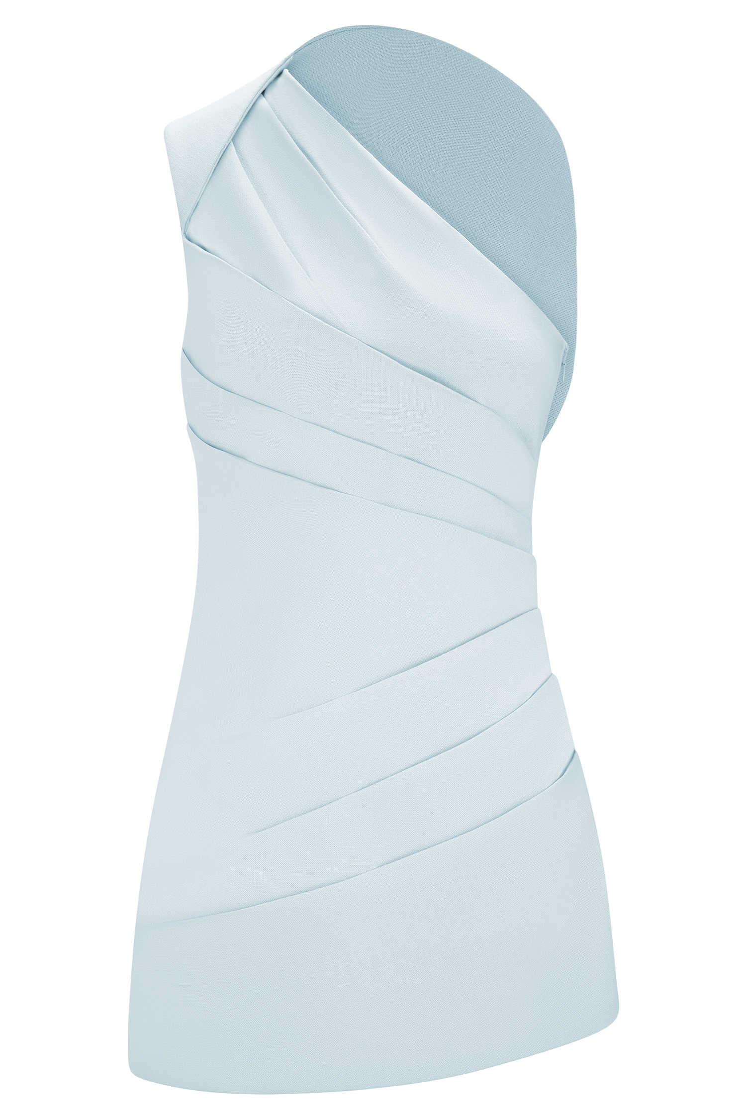 Helena One Shoulder Linen Mini Dress - Powder Blue