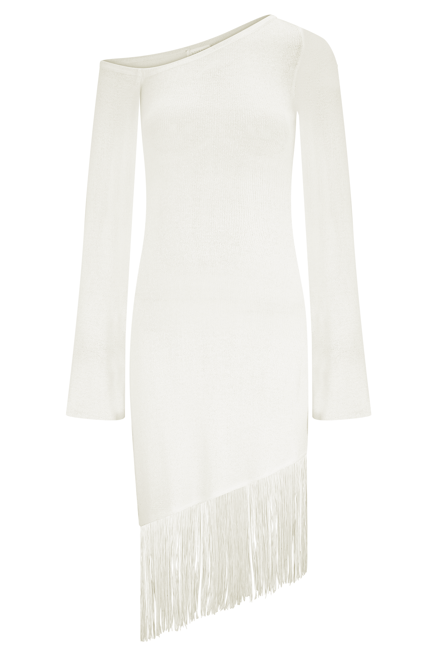 Kayden Fringe Off Shoulder Knit Mini Dress - Ivory