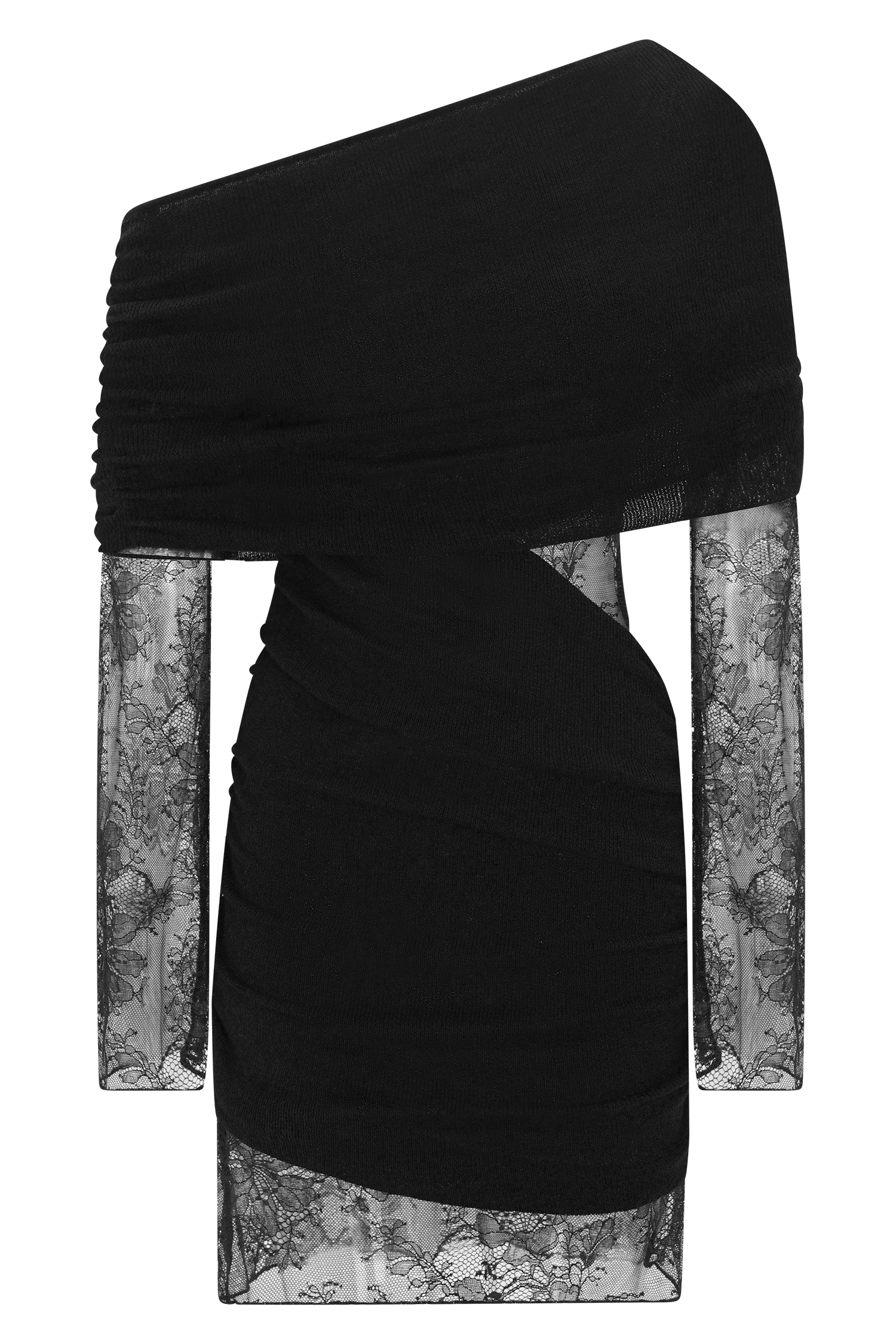 Luxie Lace Knit Mini Dress - Black