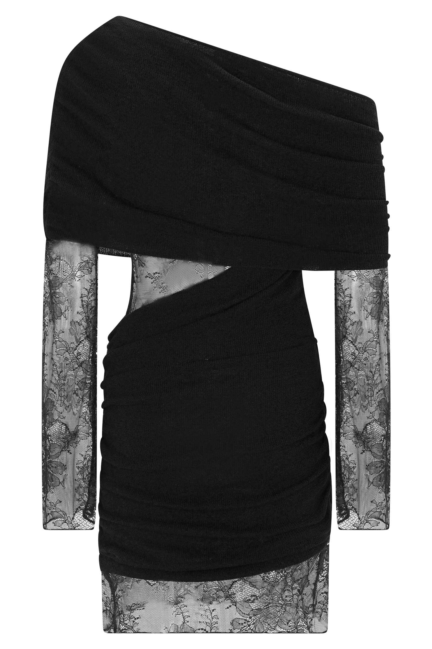 Luxie Lace Knit Mini Dress - Black