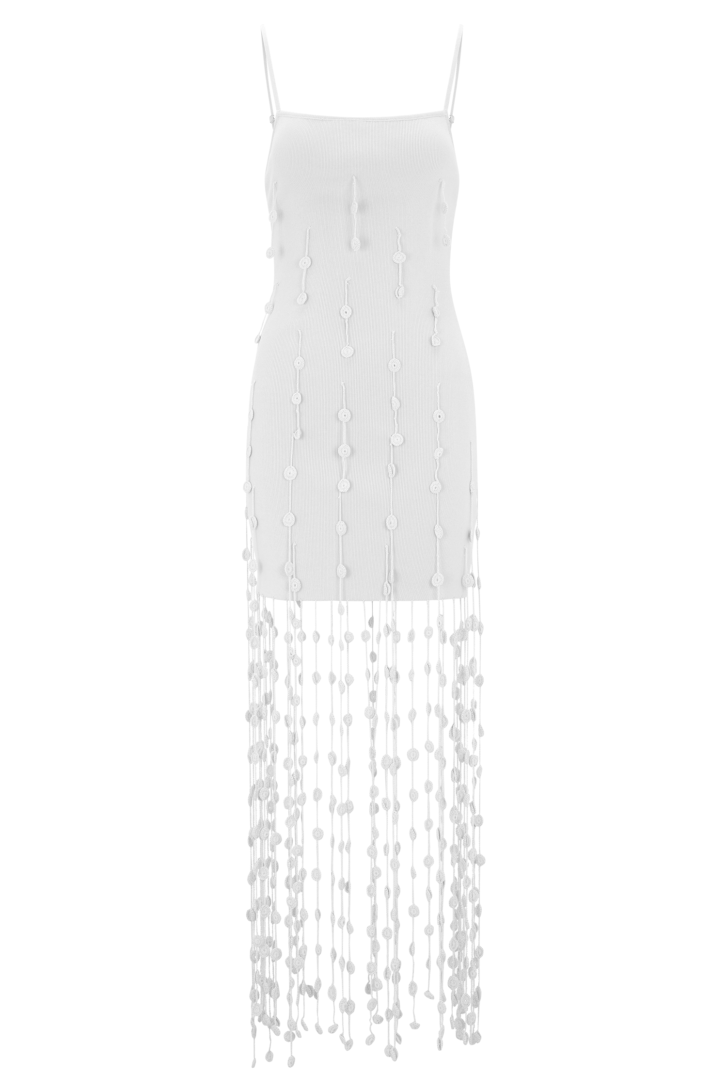 Tove Hand Knit Flower Mini Dress - White