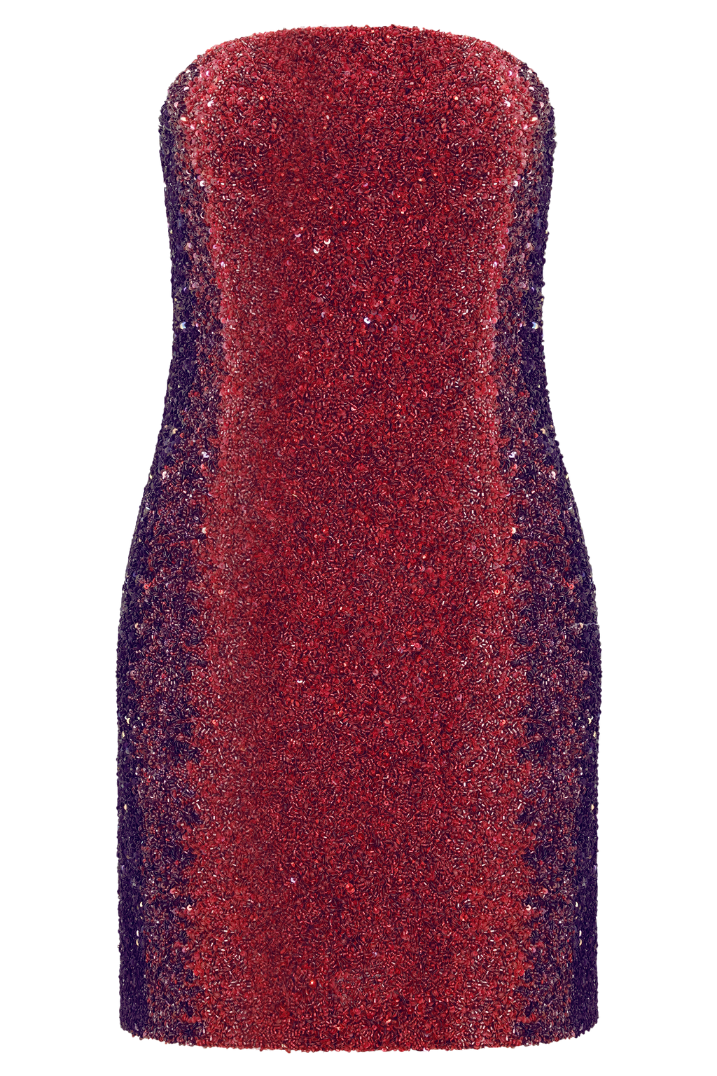Zander Hand Beaded Strapless Mini Dress - Red Ombre