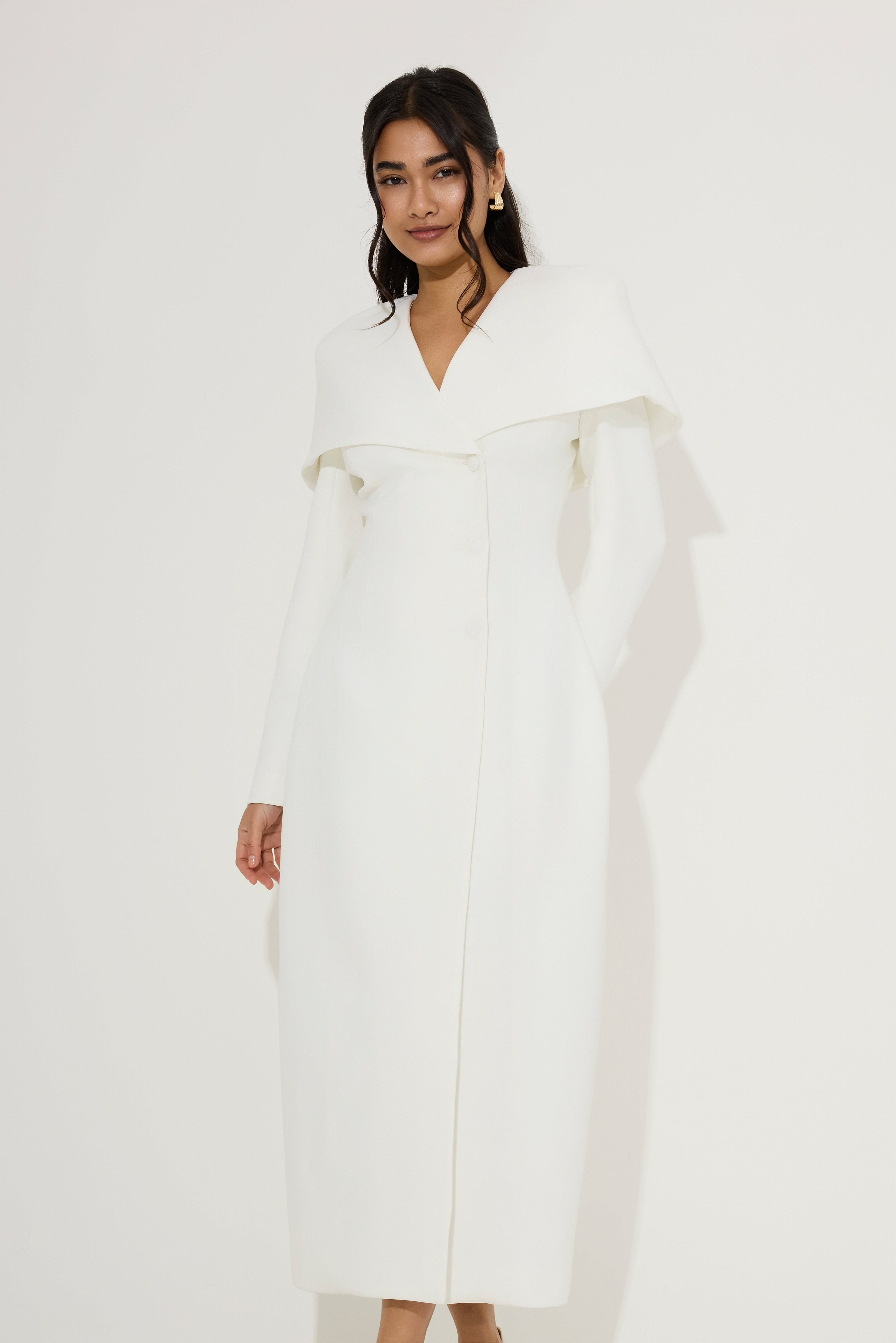 Statement Collar Midi Dress